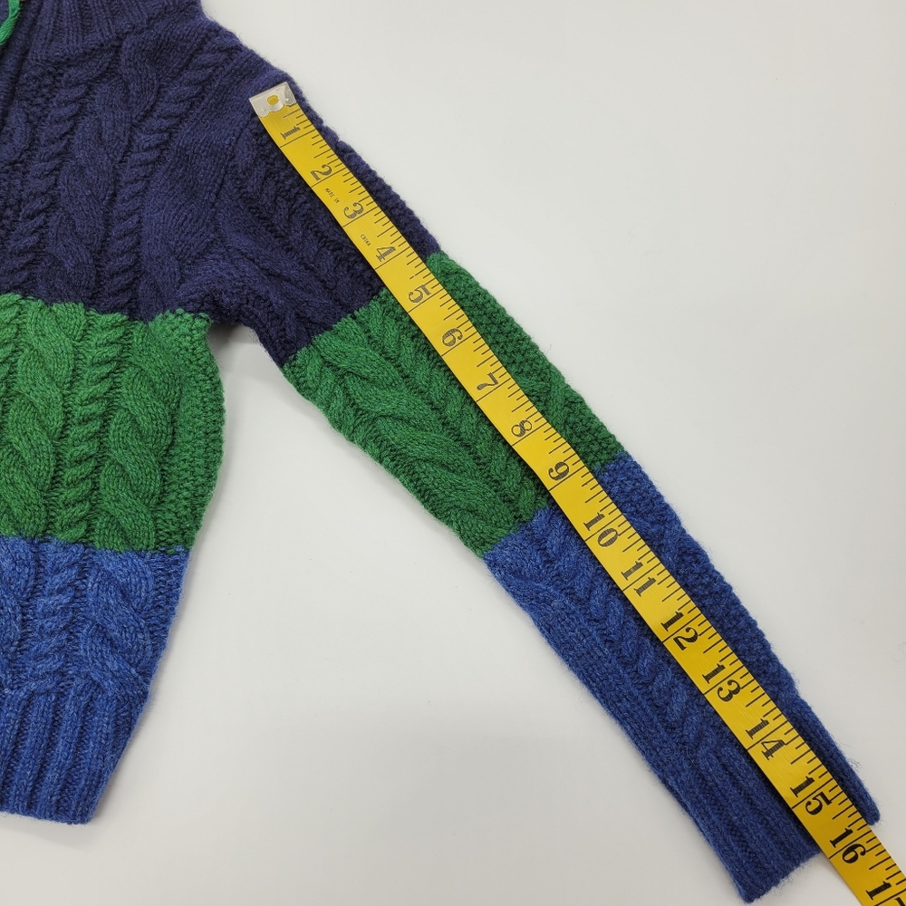Mini Boden Sweater Cable Knit Stripe Mockneck Zip Wool Blend Blue Size 2-3years - Picture 13 of 13